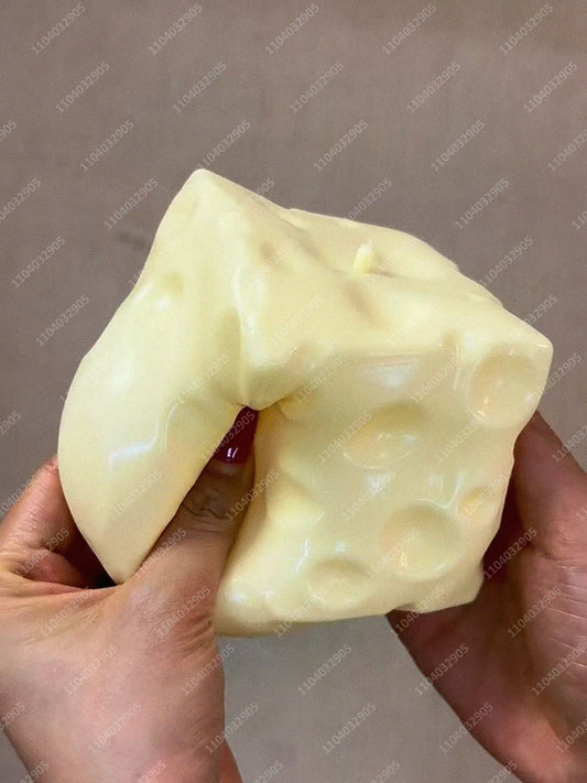 Jumbo Cheese Cube Stress Ball Big Cheese Shapeable Squeeze Ball Non-Bounce Fidget Toy ASMR Sensory Anti-Stress Christmas Gift