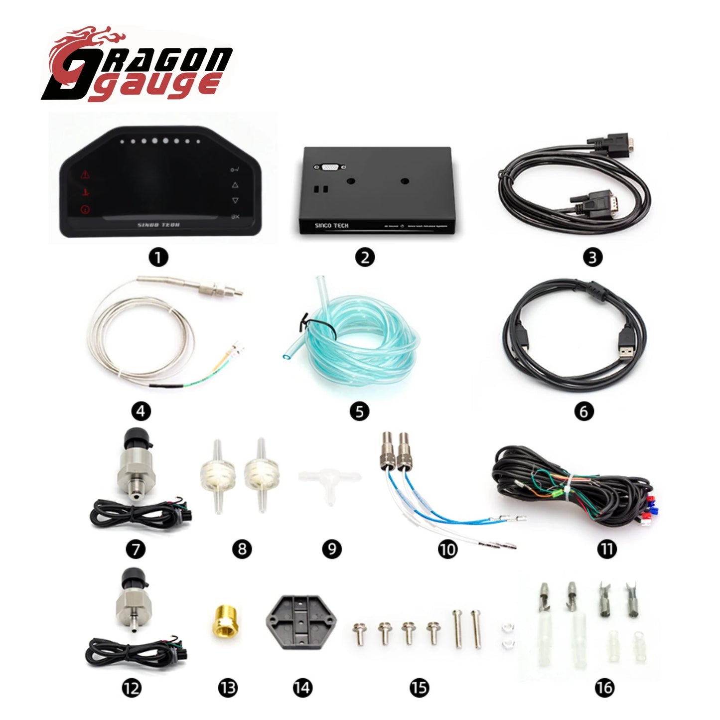 Racing Gauge 9 in 1 Race Dash Panel Multi-Function Dashboard LCD Screen Display with Sensor Kit DO928