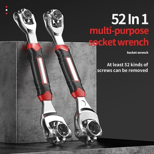 52 in 1 Tools Socket Works Universal Ratchet Spline Bolts Sleeve Rotation Hand Tools 360 Degree Multipurpose Tiger Wrench Tools