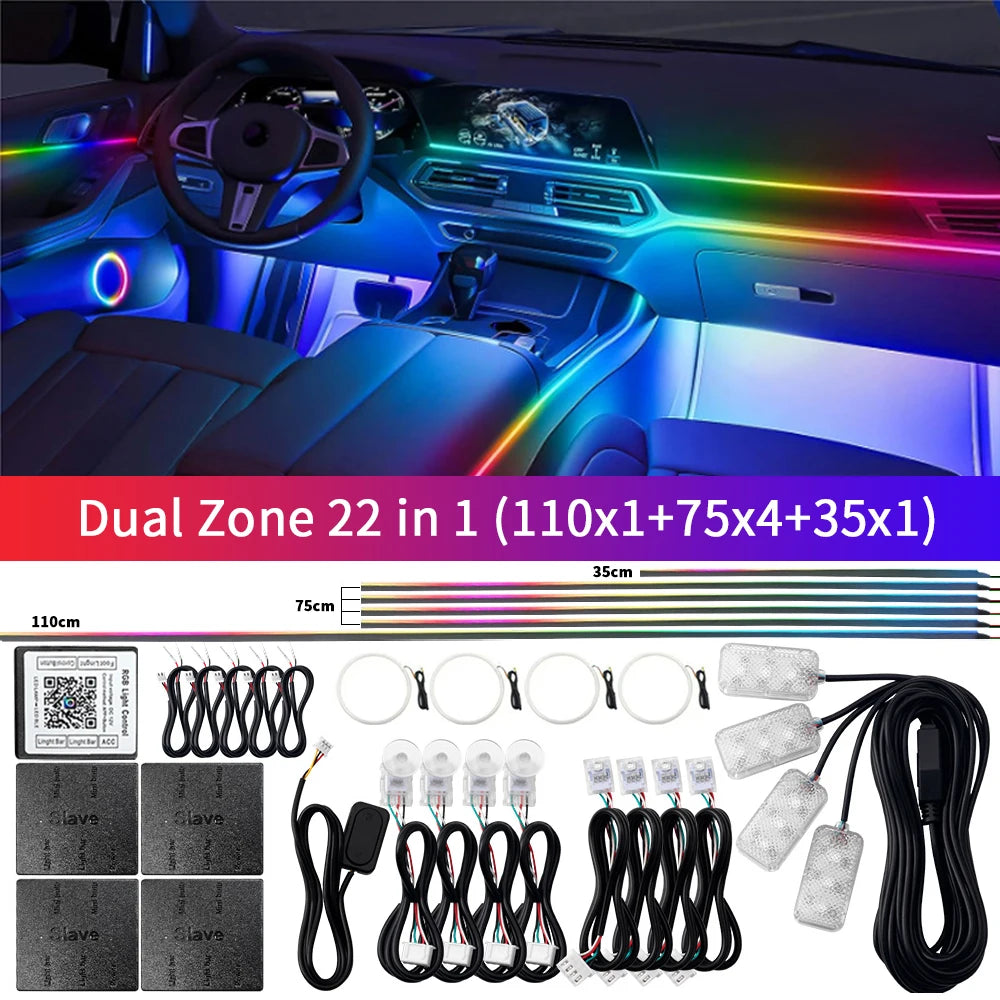 2024 Car Ambient Lights Kits Interior 213 64 Color RGB Symphony Streamer Bluetooth Rainbow Acrylic Strips Atmosphere Lamp By App