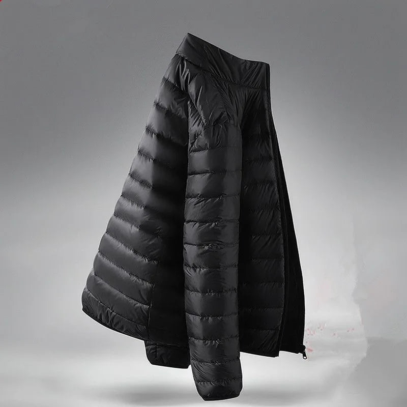 Lightweight Padded Jacket Men's Short Collar Hooded down Cotton Coat Youth Fashion Casual Cleanfit Zipper Closure Color