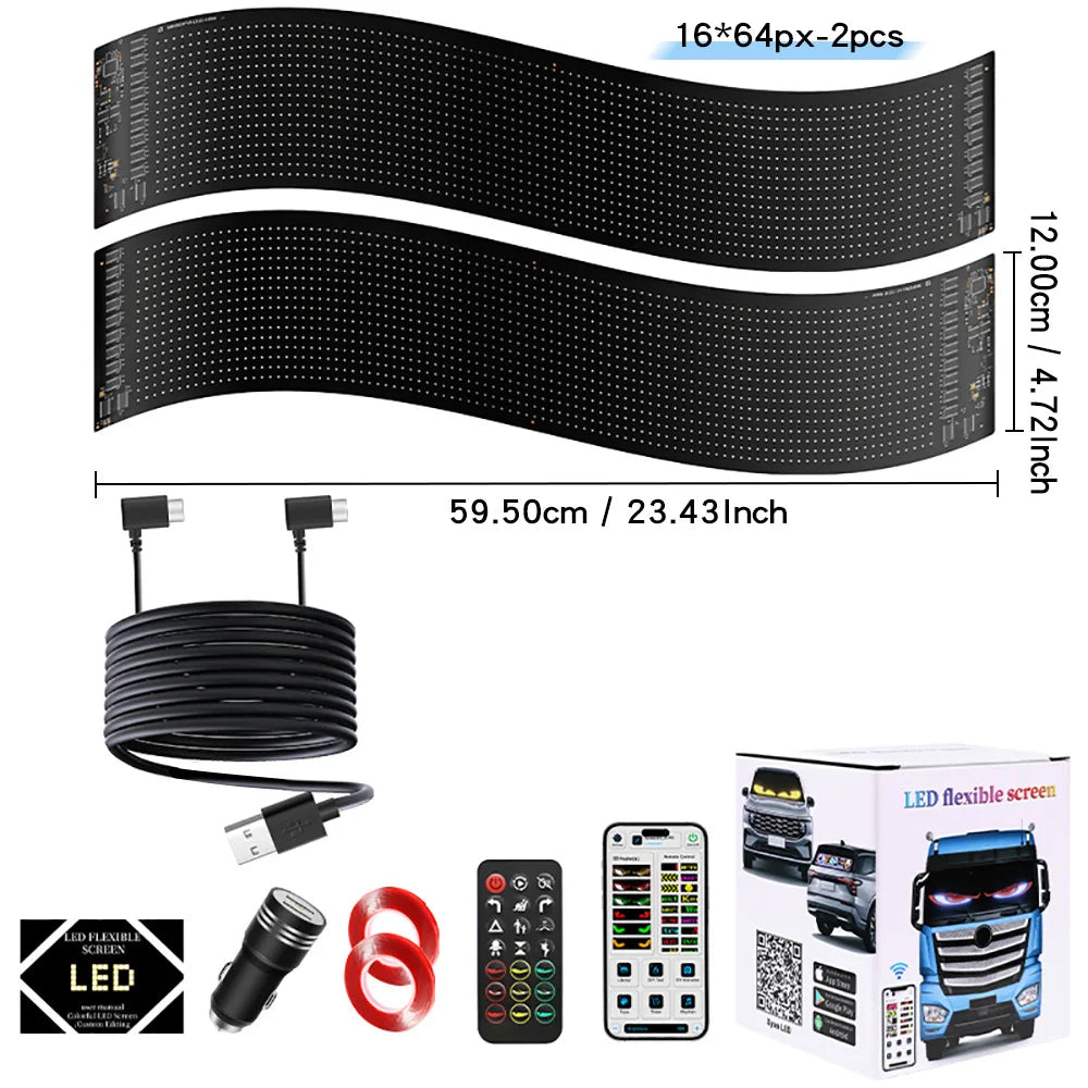 Multi-Panel Sync led Eyes Display 96x16 LED Sign (23.4"x4.73") | USB 5V Programmable Scrolling Text/Animation | APP + Remote