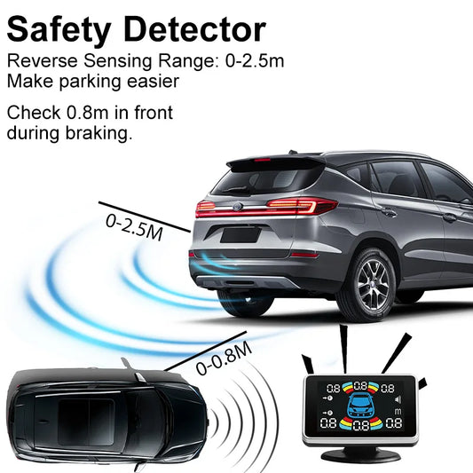22mm Reversing Radar LED Parking Sensor Kit 6/8 Probes Multi Language Alarm Indicator 12 Colors Universal Auto Safety Accessorie