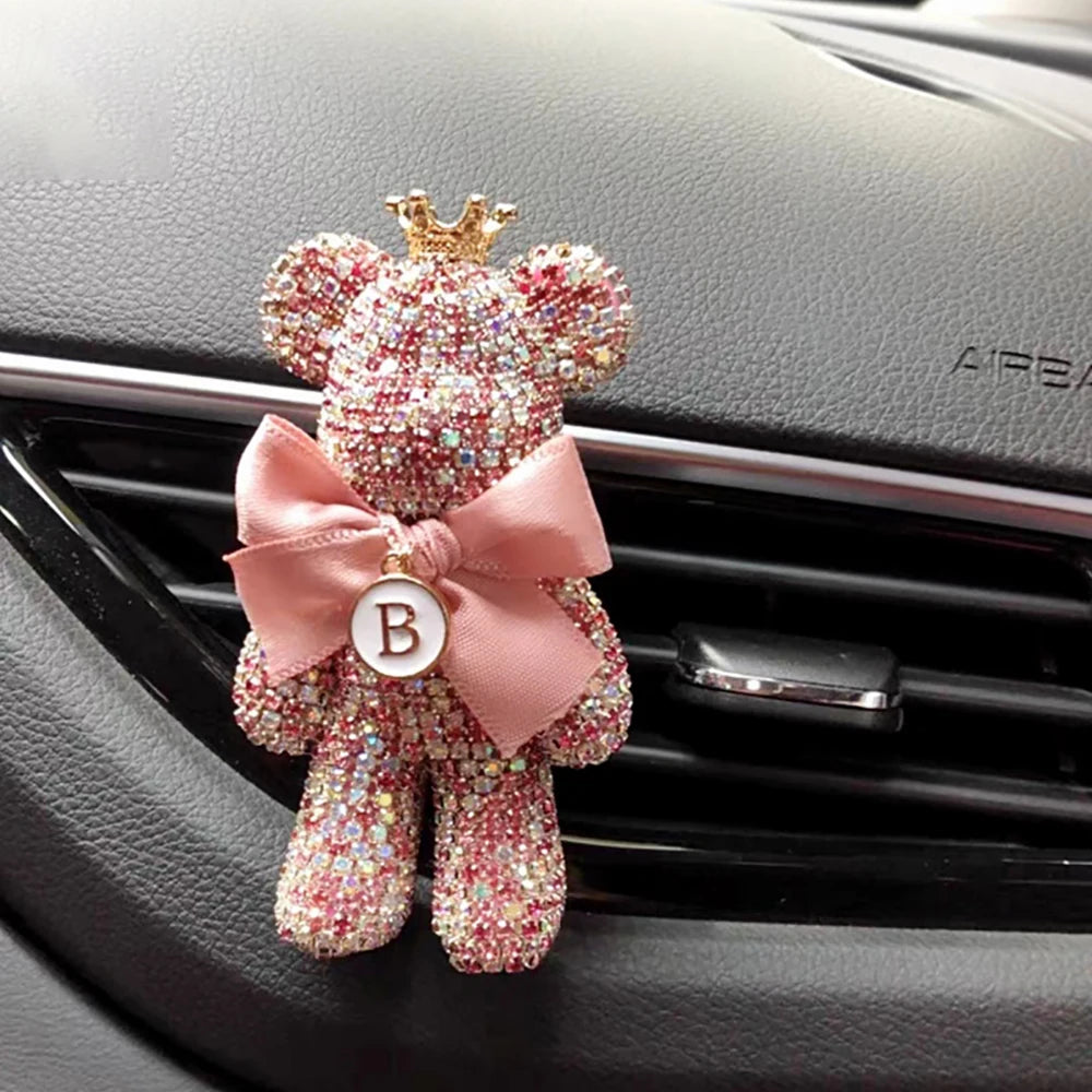 Creative Crown Diamond Cute Bear Car Fragrance Perfume Clip Air Outlet Aroma Air Fresher Decoration Accessories Aromatherapy