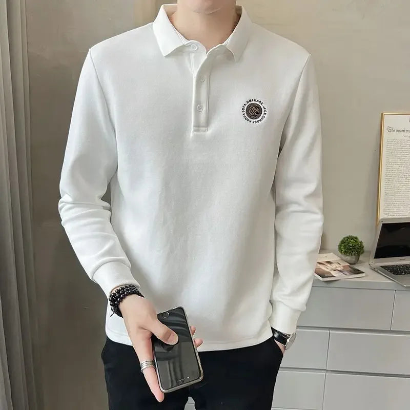 Korean Autumn New Polo T Shirt for Men 100β
Cotton Pullovers Elasticity Social Xl Cheap Clothes Long Sleeve Xxl Man Sweatshirt