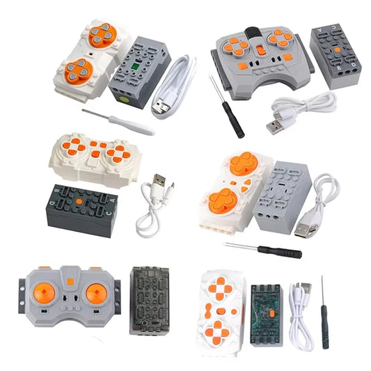 MOC Bluetooth Remote Control Set with Rechargeable Battery Box & App-Programmable Speed Control Building Blocks Motors