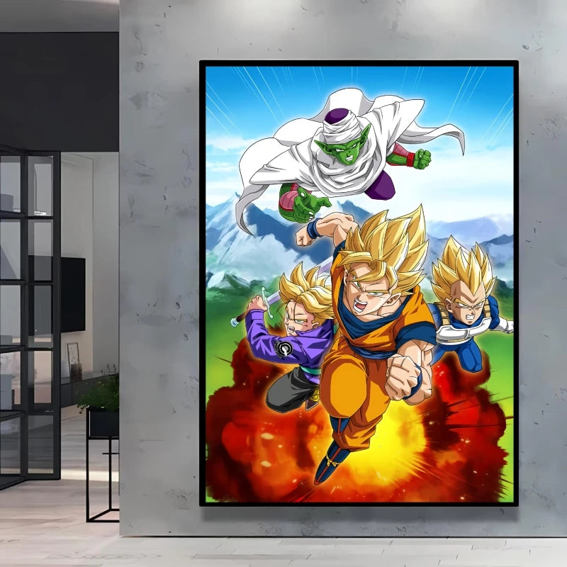 Classic Warm Blood Dragon Ball Posters Anime Pictures Goku Vegeta Son Gohan Wall Art Home Decor Picture Hanging Painting Decor