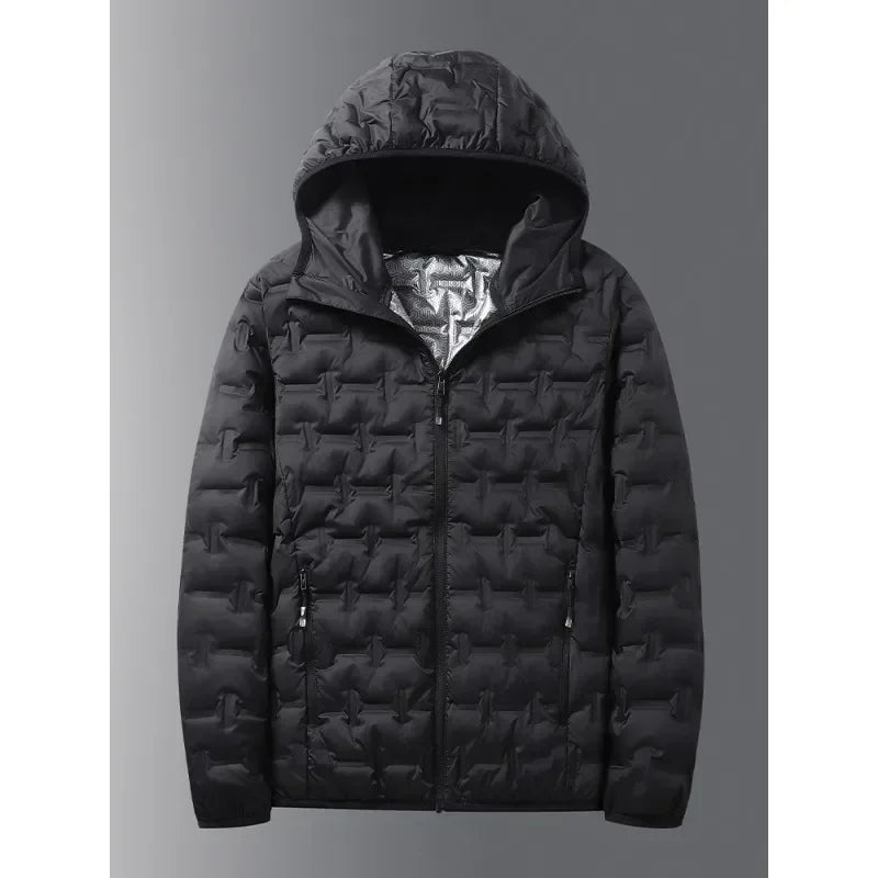 Men Graphene Down Jacket Winter Solid Color Lightweight Short Coat Casual Outdoor Puffer Jacket