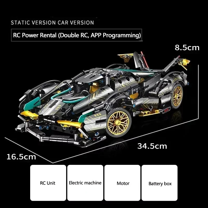 1148Pcs 1:14 Rc Car MOC Construction Cool Design Racing Building Block Set Power Moc Bricks Creative DIY Toy Kids Birthday Gifts