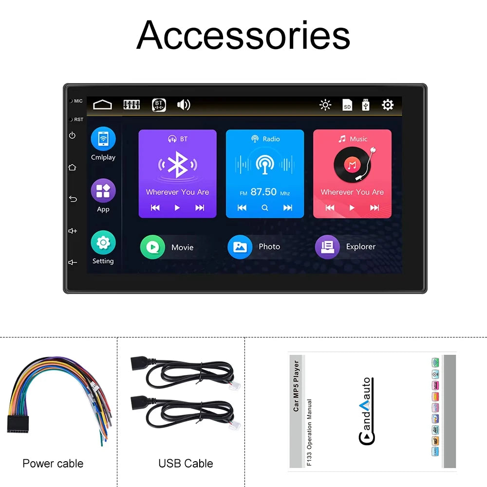 Double 2 Din Car Stereo 7 inch Automotive Multimedia Player Radio Android Auto Carplay Screen Navigation 2Din Wince System