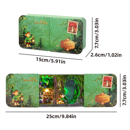 Secret Wonderland Mini 3D Puzzle Model Dollhouse Set DIY Handmade Dollhouse Bookshelf Set, Wooden Crafts Birthday Gift