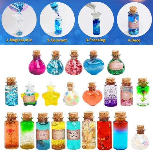 DIY Fairy Magical Potions Kit for Kids Potion Making Set Fairy Potion Bottles Craft Toy Science Set Magic Kits(24pcs))