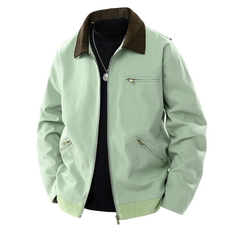Trendy Men's Jackets Autumn Casual Vintage Style Denim Jacket Zipper Pocket Windproof Coat Male Casual Camping Baseball Jacket