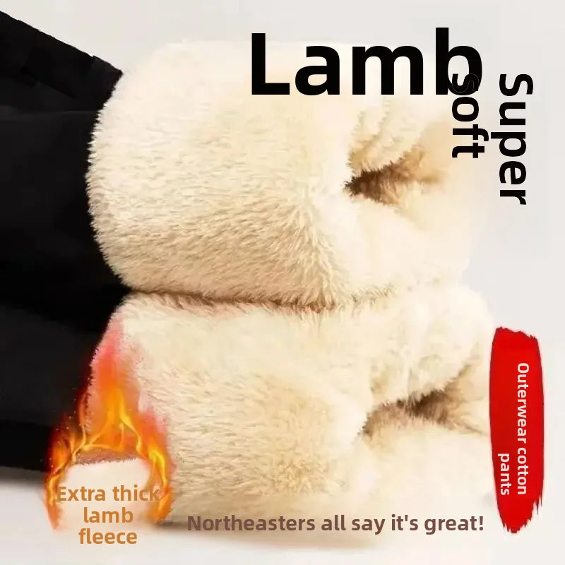 2025 New Men's Loose Lamb Velvet Thickened Warm Cotton Pants Outdoor Wear Resistant Cold Casual Long Trousers Fashionable