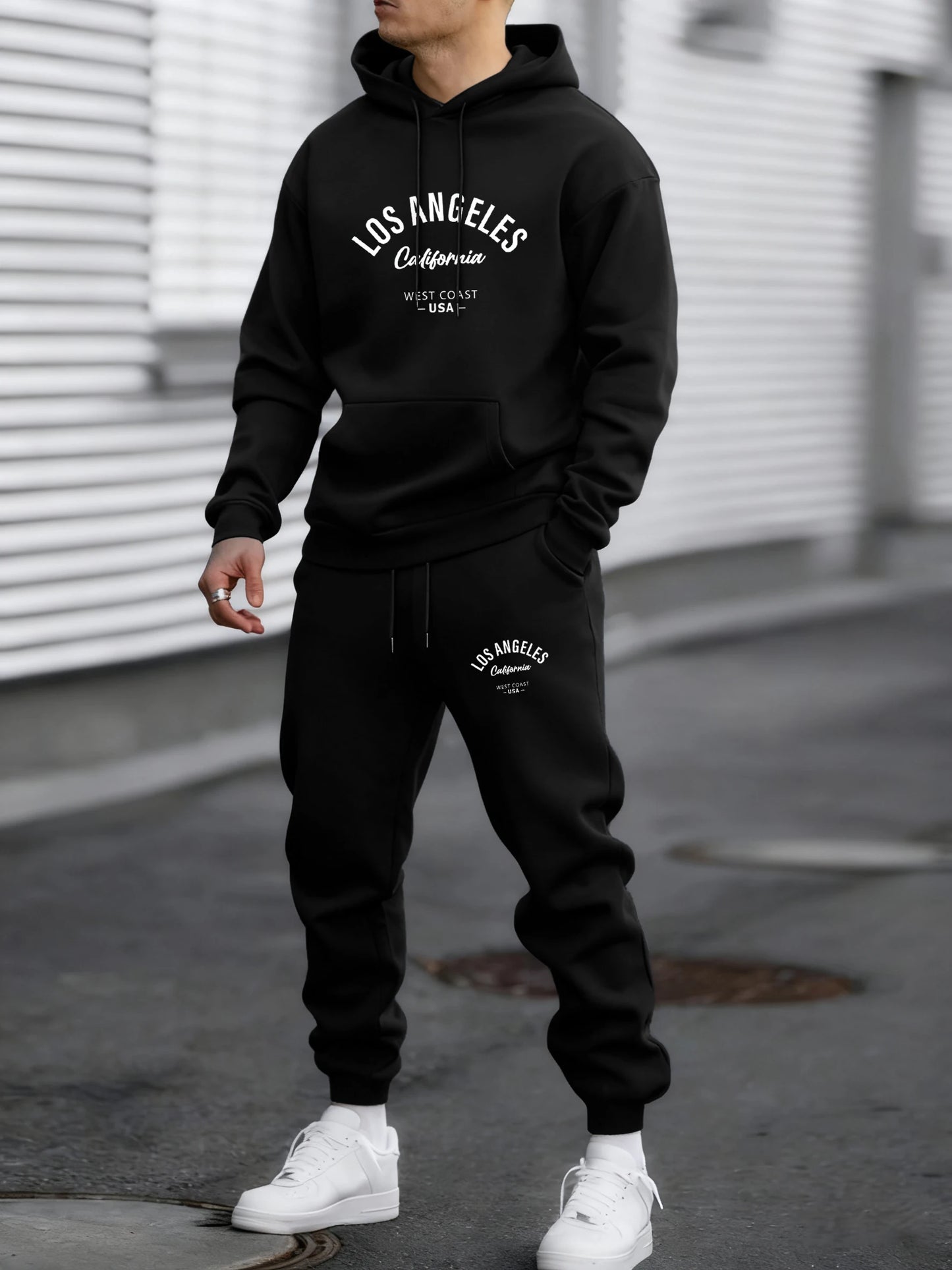 Famous Usa City Of California Print Tracksuit Men Street Pants Fashion Hoodies Fleece Loose Clothes Unisex Autumn Warm Top