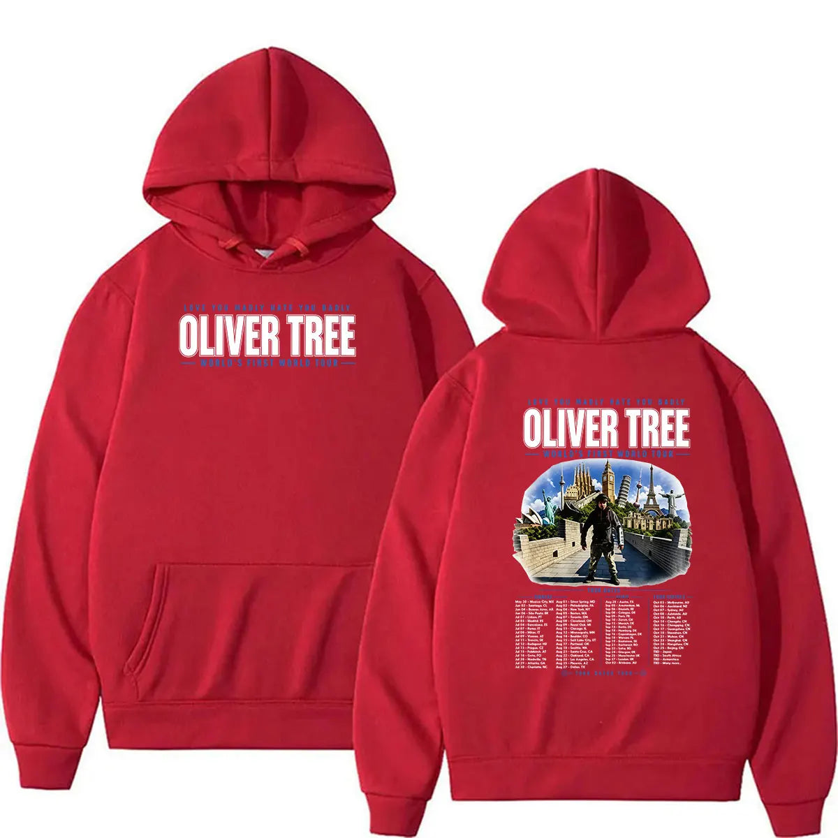 Oliver Tree Love You Madly Hate You Badly World’s First World Tour 2026 Hoodie Men's Long Sleeve Fashion Oversized Sweatshirt