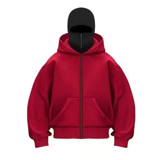 women's Men's and Balaclava Y2K Gothic Harajuku winter new item double hooded sweatshirt men's hooded masksportswear zipper