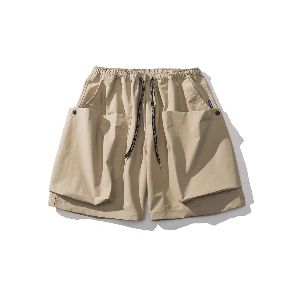 Summer Korean Trendy Big Pocket Cargo Shorts Men Clothing Japanese Streetwear High Quality Nylon Casual Baggy Pants Harajuku