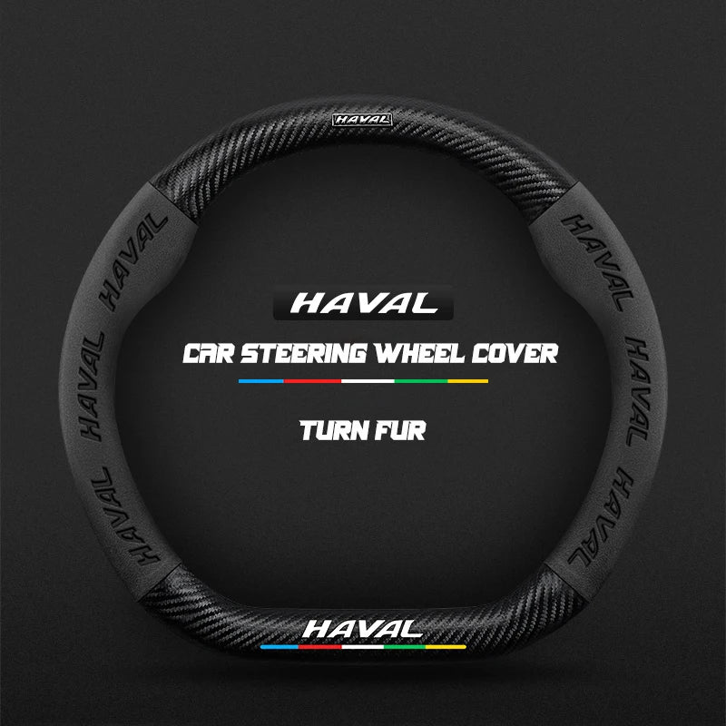 38cm Suede Leather Car Steering Wheel Cover for Haval H1 H2 H3 H4 H5 F7X H6 H7 H9 GMW M4 M6 F7 F50 C50 2011-2023 Jolion