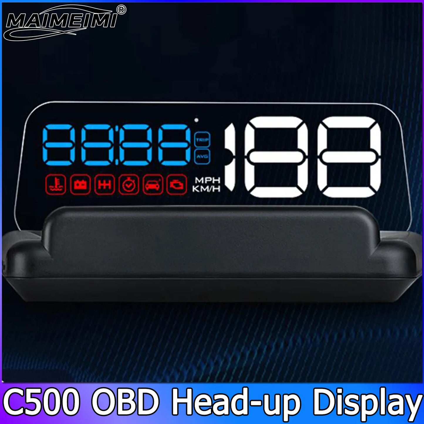 C500 BLUE OBD /T900 GPS HUD Gauge Display Car Head Up Display LCD Car Turbo Gauge Digital Odometer Universal Speed On-board Comp