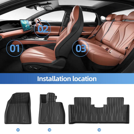 RHD for BYD Seal 2022-2025 (Right Hand Drive only) Car Floor Mats TPE 3D Foot Mat Waterproof All Weather Accessories Black