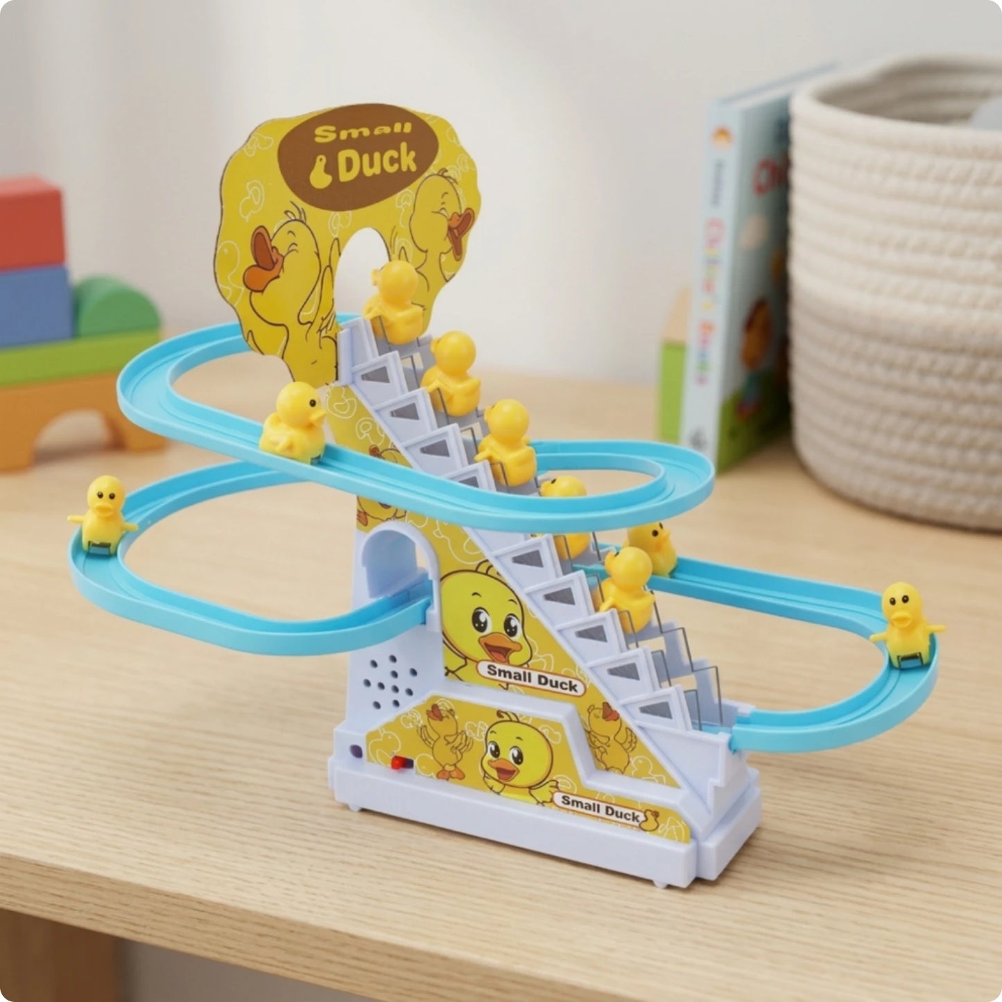 Electric Duck Climbing Stairs Toy Interactive Duck Climbing Stairs Toy Playset Flashing Funny for Toddlers, Playroom, Home