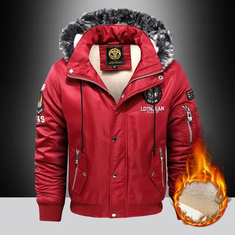 Thick Down Parka Coat Oversize Plus Velvet Thick 2024 Brand Keep Warm Winter Men's Black Blue Red Padded Jacket Coat Men