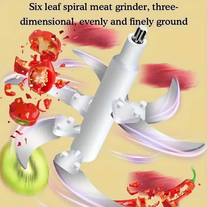 5L Stainless Steel Food Processor with 6-Blade System - Fast Meat Mincer & Vegetable Chopper, 5 Speeds(European Plug)