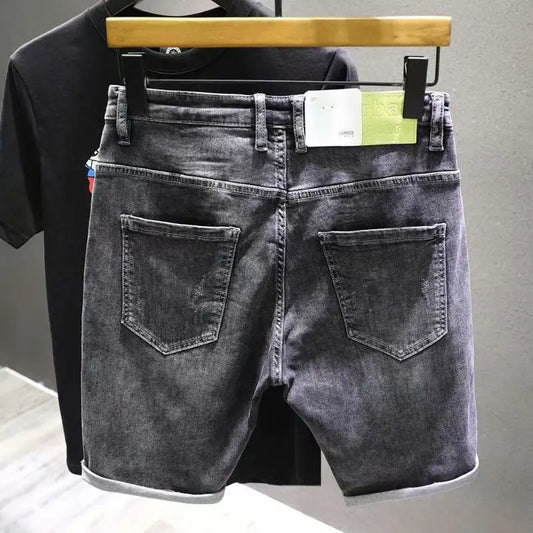 Slim Jeans 2022 Summer Stylish Designer Men's Clothing Vintage Grey Short Pants Cheap Brand Men's Clothing