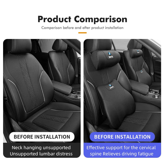Car Headrest Lumbar Support Pad Seat Back Pillow Auto Interior Accessories For BMW E87 E70 E91 E30 G20 E92 E93 E60 E46 E90 G30