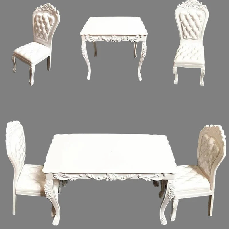 7 Items / Lot Miniature Dollhouse Furniture Dinning Table Chair For Doll Computer Desk Fast Shipping Thing Girl' Play Toy Gifts