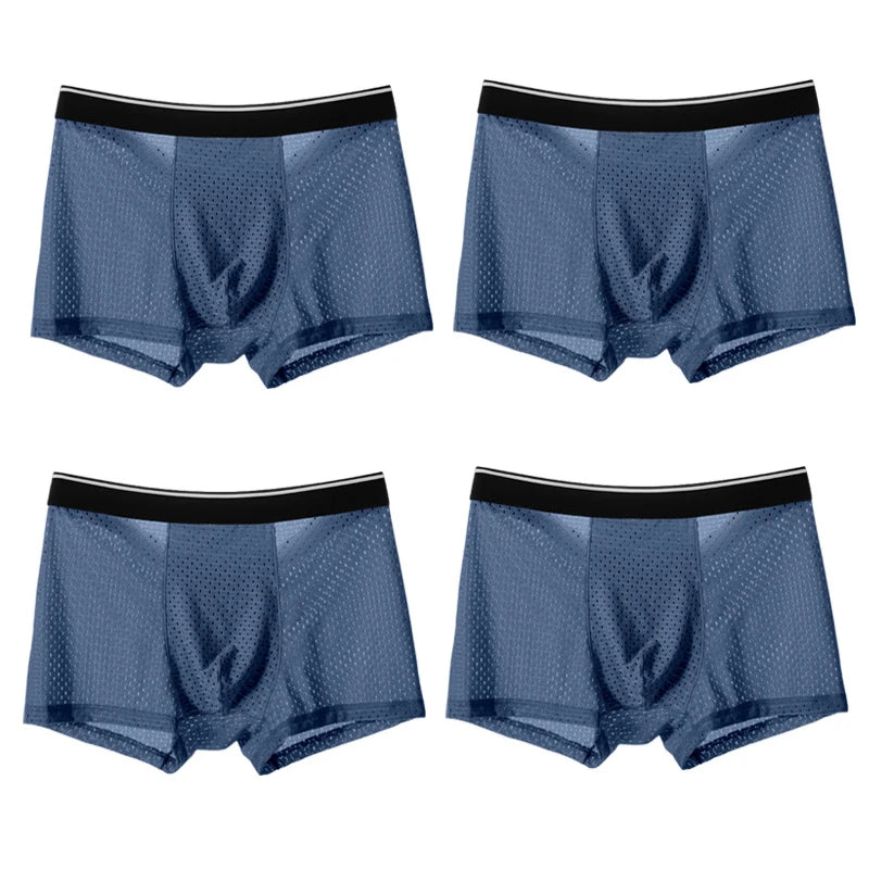 4Pcs Man Boxer Briefs Large Size M-6XL Men Panties Underwear Slip Homme Calzoncillos Bamboo Hole U Convex Pouch Male Underpants