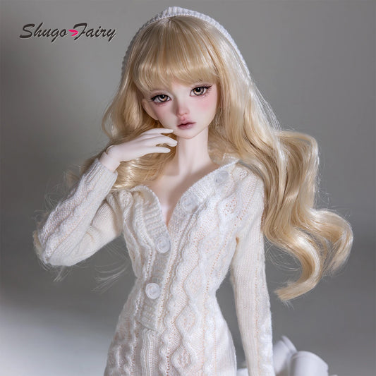 BJD Doll 1/4 Kaka H ShugaFairy MSD FullSet Cool Casual Uninhibited Lady Hooded Cable Knit Sweater Outfit Ball Jointed Doll