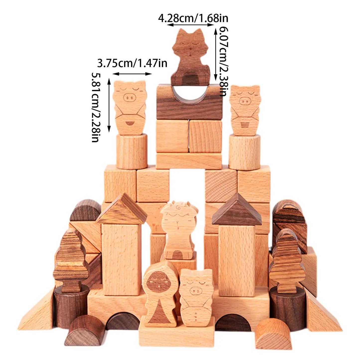 50 Pieces Wooden Building Blocks Geometric Shapes for Kids Birthday Gift