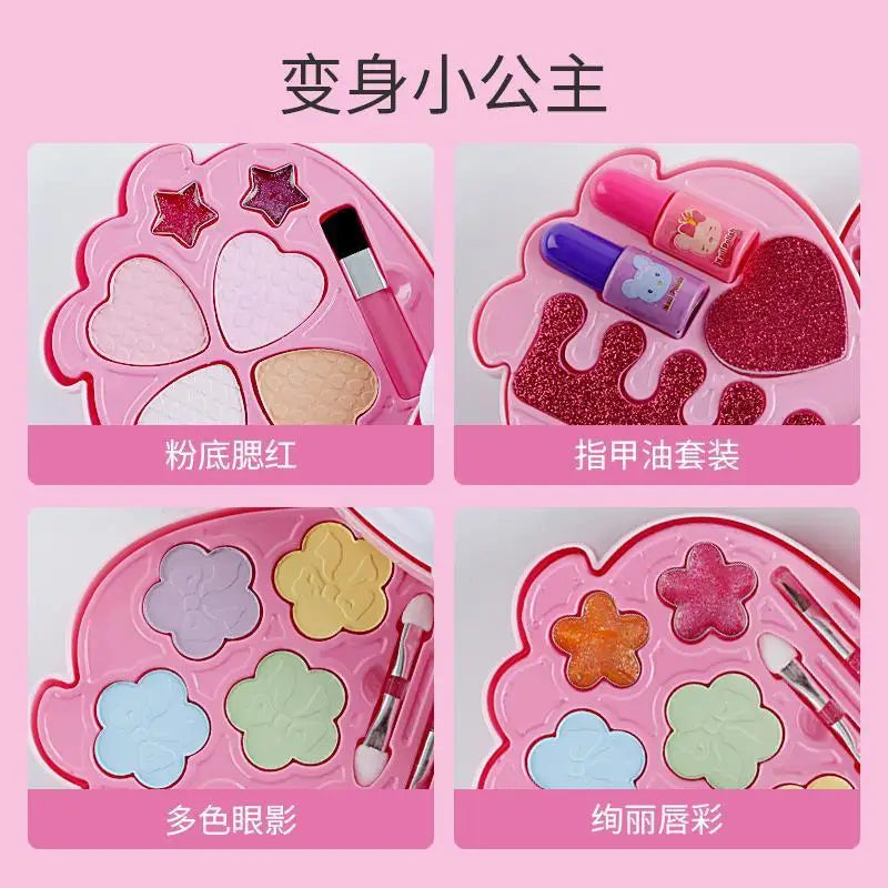 ZK20 Children Makeup Set Simulation Pretend Play Toys Cosmetic Lipstick Nail Polish Bag Educational Toys Birthday Gift for Girls