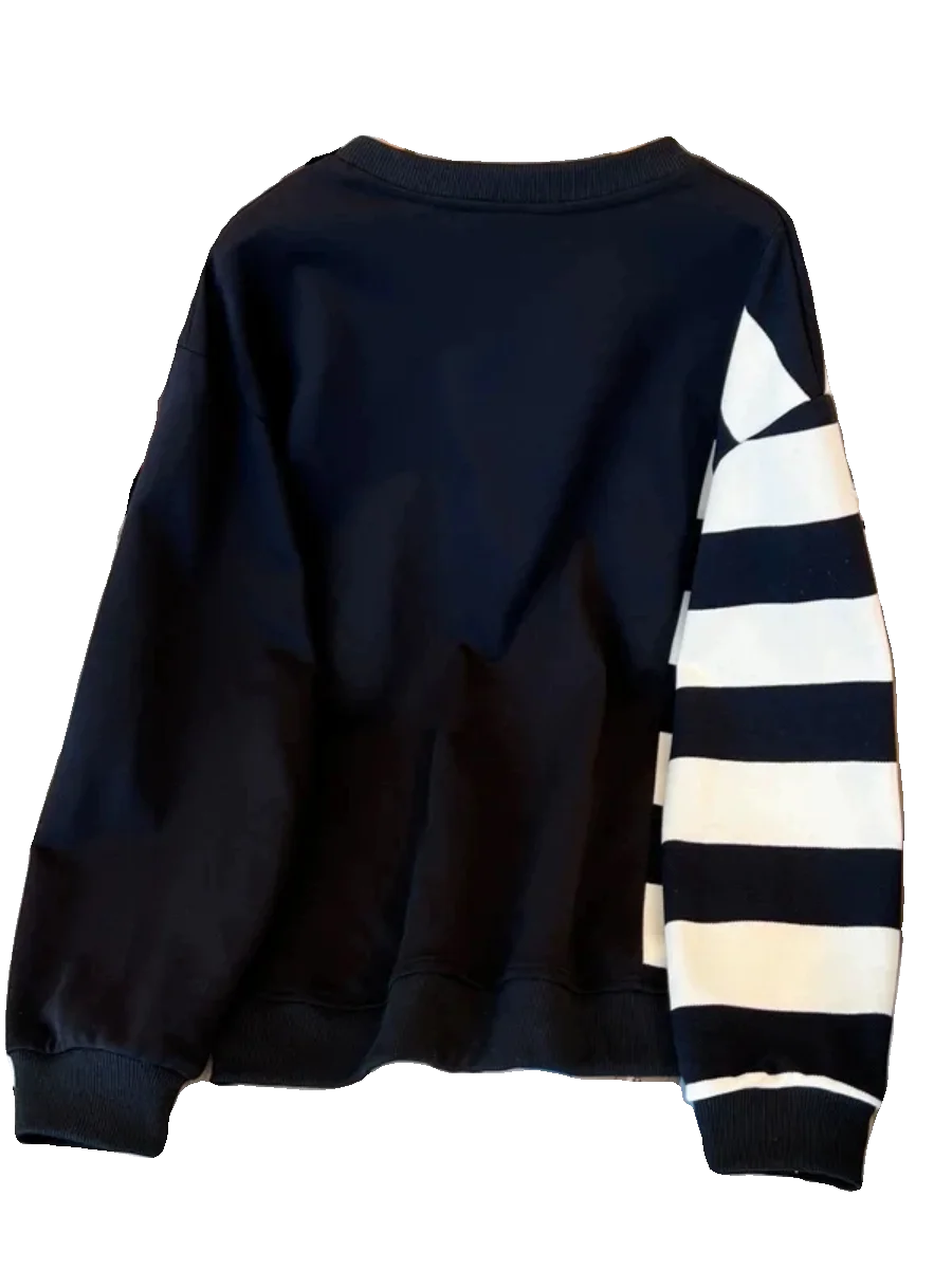 Loose Long Sleeve T-Shirt Hoodie Women Spring Autumn plus Size Fat MM300 Pounds Patchwork Shoulder Length Design Slimming Top