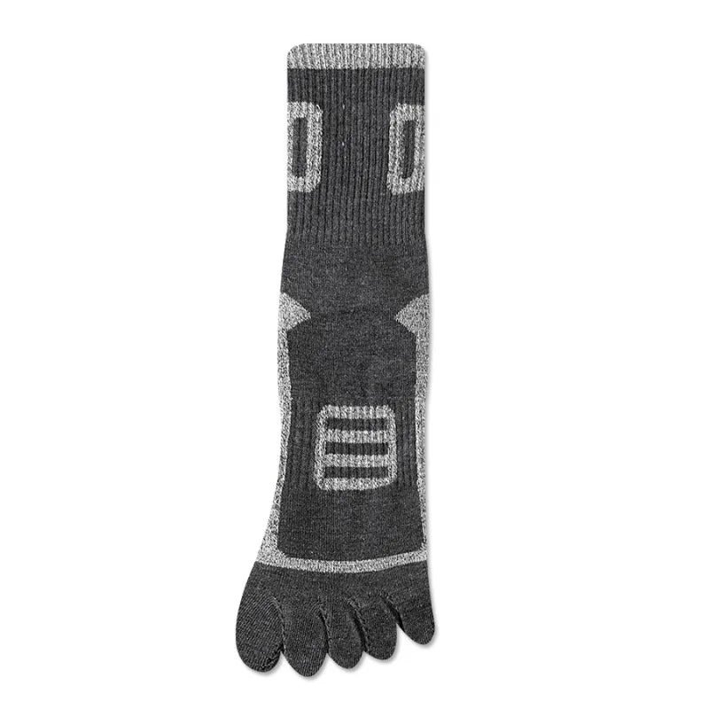 6 Pairs Man High Quality Cotton Sports Running Crew Socks Fleece Toe Socks Men Autumn Winter Warm Five Finger Socks