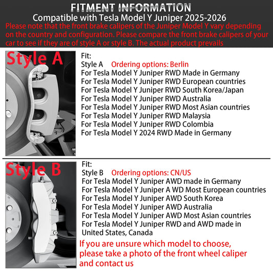 For 2025-2026 Tesla Model Y Juniper, 19/20" Aluminum Brake Caliper Covers 4pcs with stickers, CN/USA or Berlin production