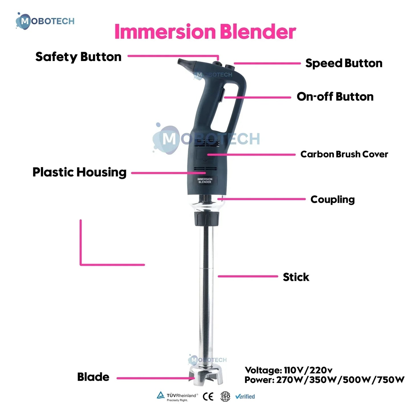 Commercial Immersion Blender Electric Hand Stick Blender Mixer Cuisine Immersion Blender