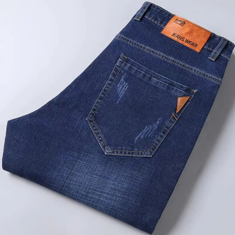Men Jeans Stretch Skinny Denim Pants Solid Color Black Blue Spring Luxury Street Harajuku Hip-Hop Style Slim Fit Trousers Brand