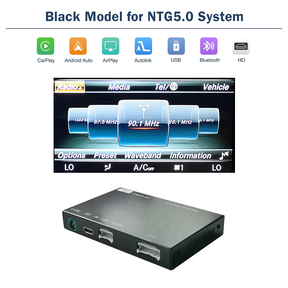 Road Top Wireless CarPlay for Mercedes Benz E-Class W212 E Coupe C207 NTG4.5/4.7/5.0 2011-2015 with Airplay Android Auto