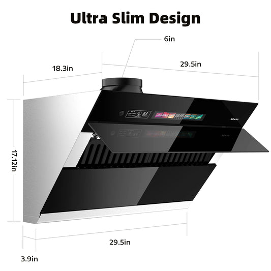 BRANO 30-inch under Cabinet Range Hood 900CFM Ventilation with Voice/Gesture/Touch Control for Modern Kitchen Ducted/Ductless Co