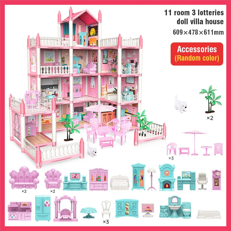 DIY Doll House Assembly Villa Castle Model Furniture Accessories Home Decoration Girl Role Play Educational Toy Christmas Gifts