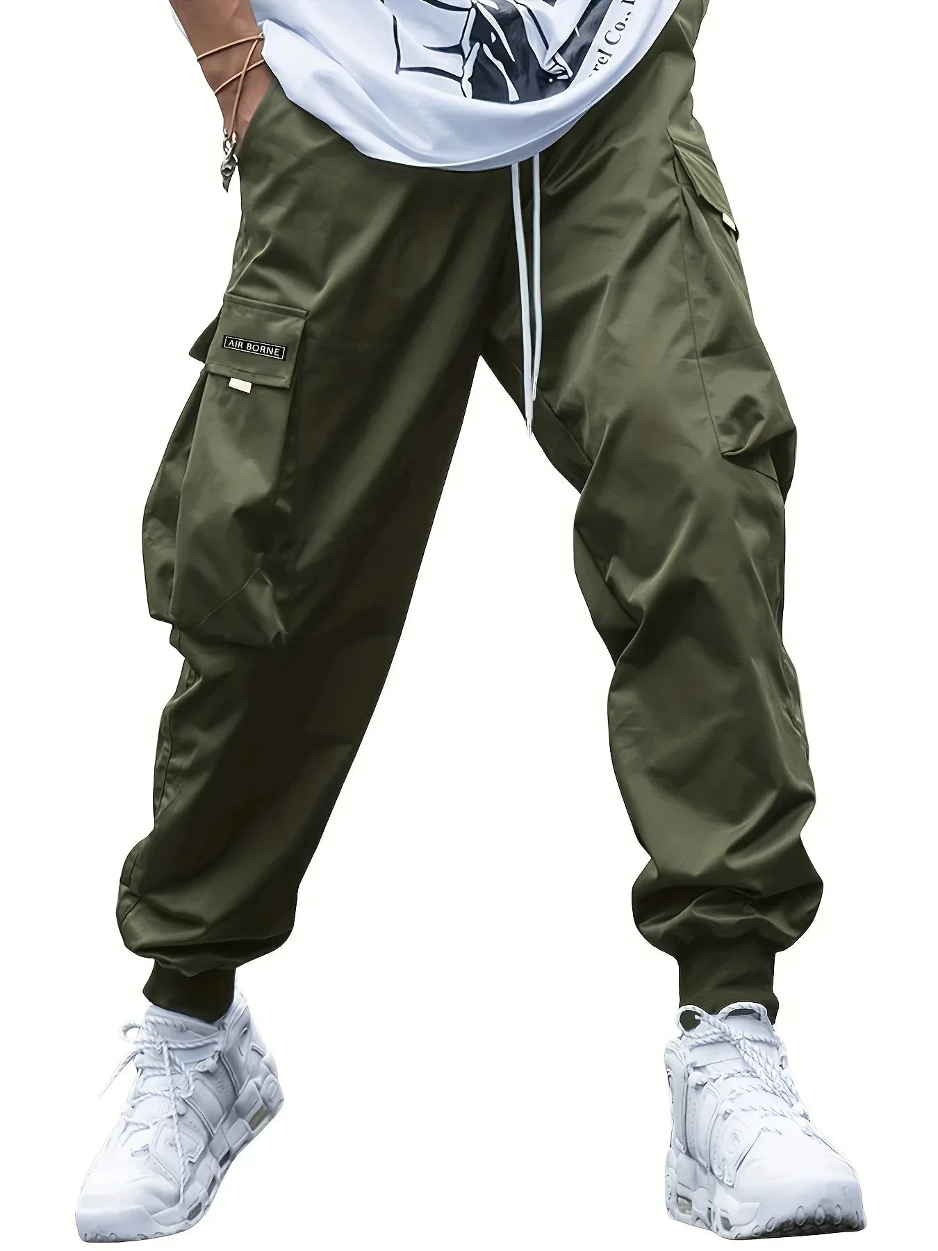 Plus Size Spring Summer Men Casual Cargo Pants Pockets Black Loose Out Door Elasticity Sports Oversize Pants 46 48 50 52