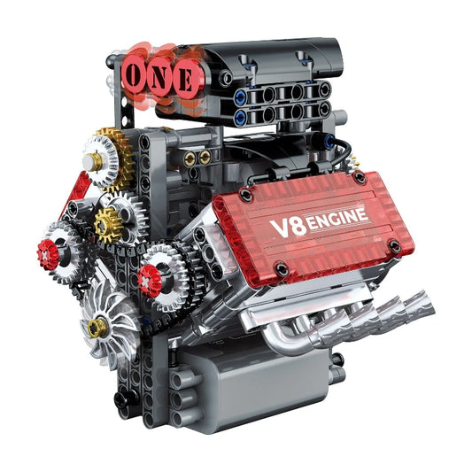 V8 Mechanical Engine Building Block Kit, 3D Plug Assembly Simulated Model, Home Desktop Display, Exclusive Gift For Collectors