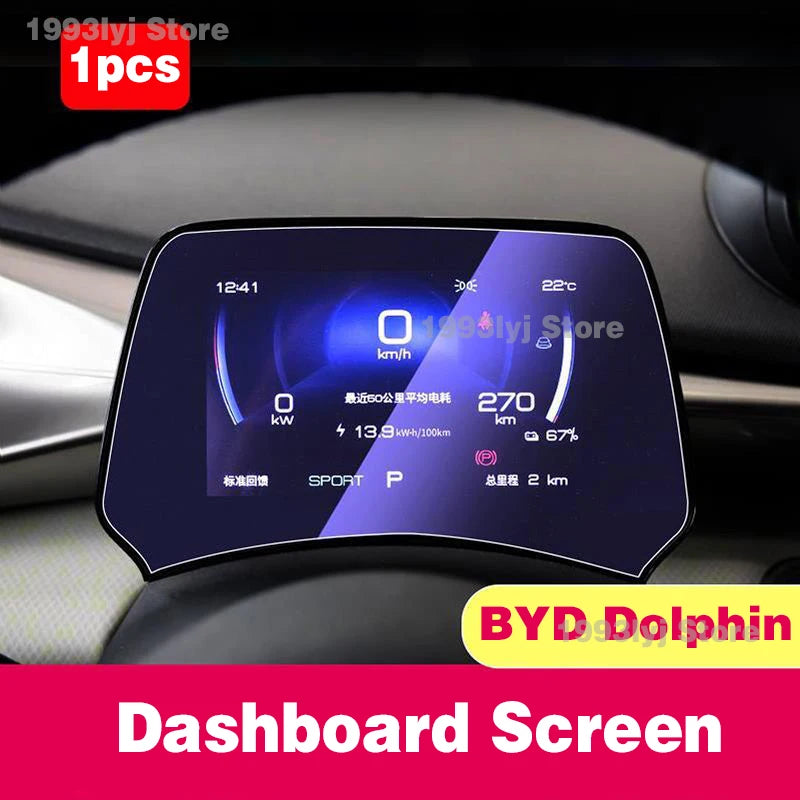For BYD Dolphin 2021-2023 Tempered Glass Car Interior Navigation Entertainment Media Touch Center Display Screen Protective Film