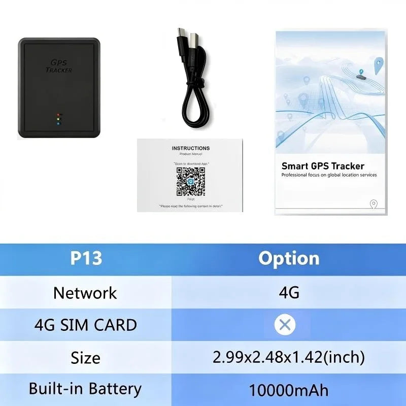 4G GPS Tracker Car 10000/20000mAh Vehicle GPS Locator Real-time GPS Tracking Device Long Standby Anti-theft Alarm Position APP