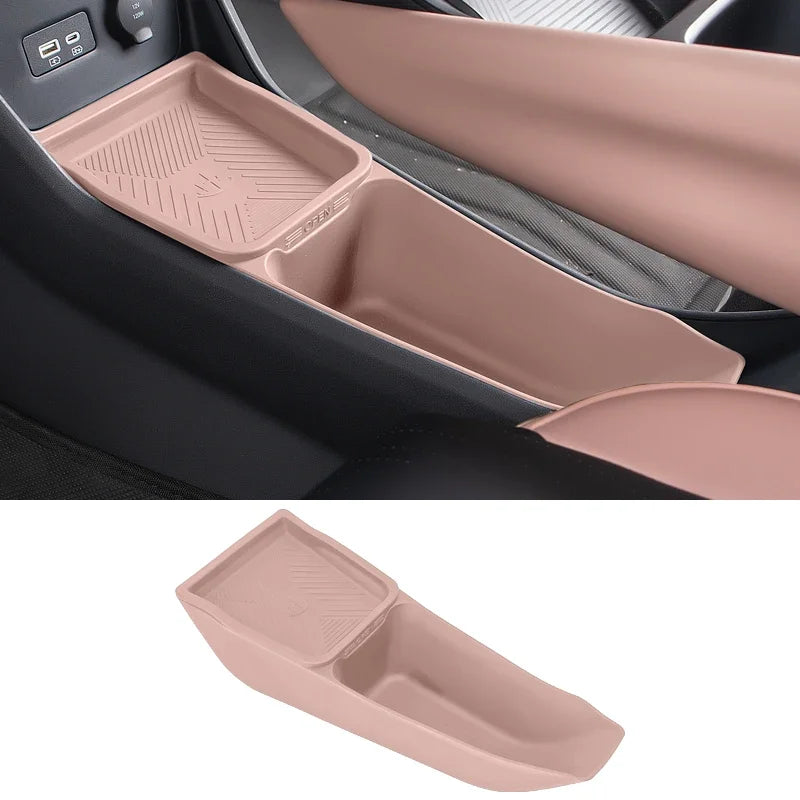 Double Storage Storage Box For BYD Seagull Central Control Storage Box Armrest Silicone Interior Supplies Silent Car Accessorie