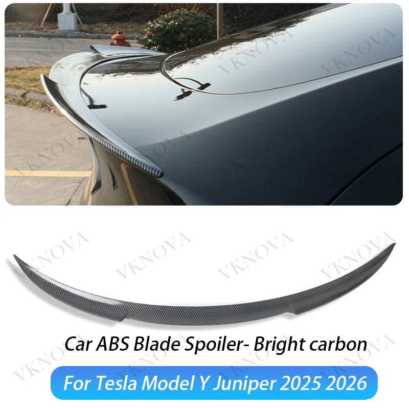 ABS Matte Carbon Fiber Pattern Spoiler For Tesla Model Y Juniper 2025 26 Glossy Black Rear Trunk Wings Auto Modified Accessories