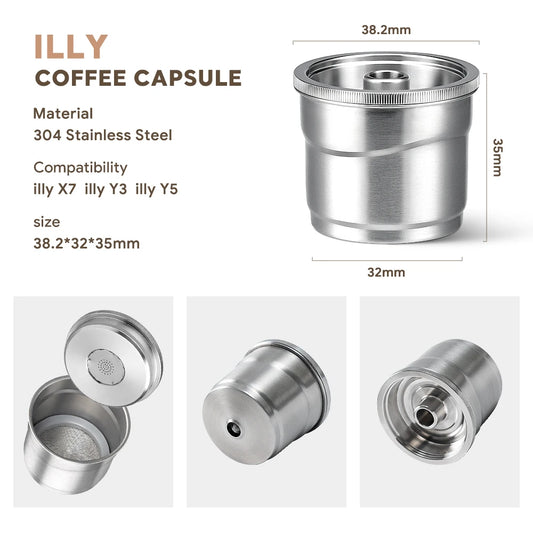Reusable Capsule for illy y3 Machine Espresso Refillable Pods Stainless Steel Crema Coffee Filter Pod Comaptible with illy X7 Y5